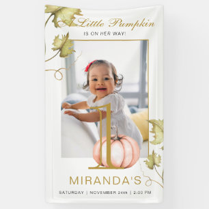 A Little Pumpkin Photo First Birthday Party Banner