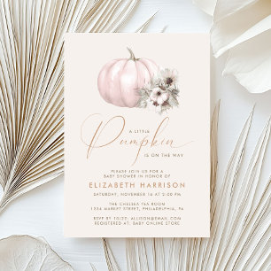 A Little Pumpkin Pink Baby Girl Shower Invitation