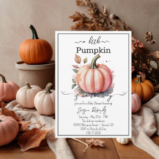 A Little Pumpkin Pink Baby Shower Invitation