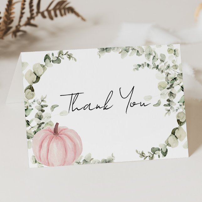 A Little Pumpkin Pink Baby Shower Thank You Card (Creator Uploaded)
