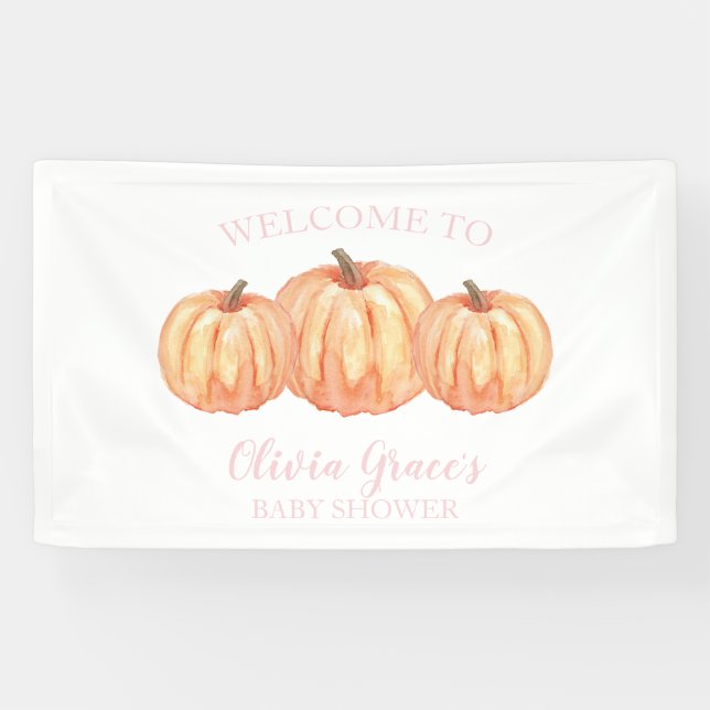 A Little Pumpkin Pink Baby Shower Welcome Banner (Horizontal)