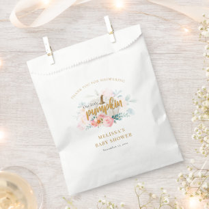 A Little Pumpkin Pink Floral Girl Baby Shower Favour Bag