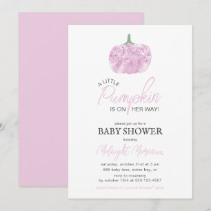 A Little Pumpkin Pink Halloween Baby Shower Invitation