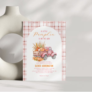 A little Pumpkin Pink Truck Girl Baby Shower Invitation