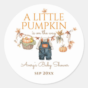 A Little Pumpkin Rustic Boho Fall Baby Shower Classic Round Sticker