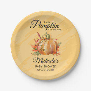 A Little Pumpkin Rustic Fall Baby Shower Paper Plate