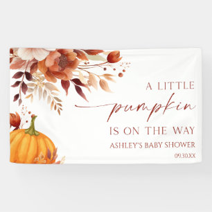 A Little Pumpkin Rusty Burgundy Floral Baby Shower Banner