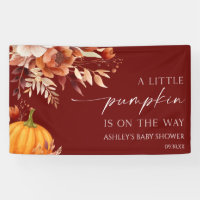 A Little Pumpkin Rusty Burgundy Floral Baby Shower