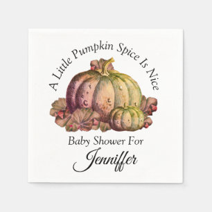A Little Pumpkin Spice is Nice"  Girl Baby Shower Napkin