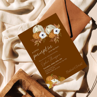 A little pumpkin Sunflower Fall baby shower Invitation