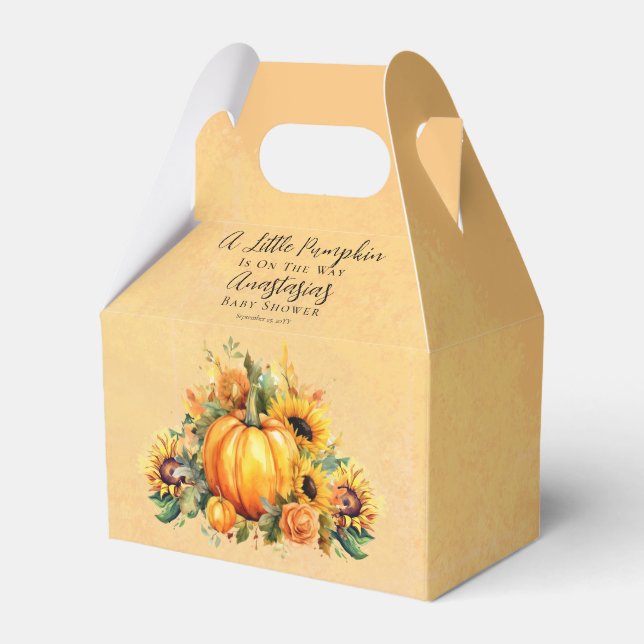 A Little Pumpkin | Sunflowers Fall Baby Shower Favor Box (Front Side)