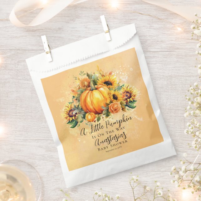 A Little Pumpkin | Sunflowers Fall Baby Shower Favour Bag (Clipped)