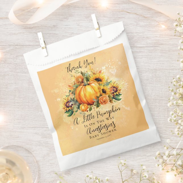 A Little Pumpkin | Sunflowers Fall Baby Shower Favour Bag (Clipped)