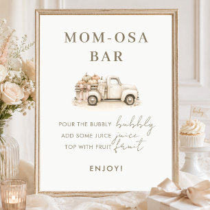 A Little Pumpkin Truck Baby Shower Momosa Bar Sign