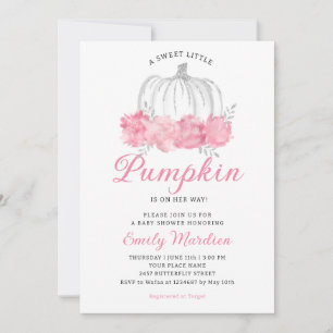 A Little Pumpkin watercolor Floral Baby Shower Invitation