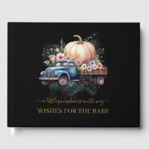 A Little Pumpkin Watercolor Truck Baby Shower Guest Book