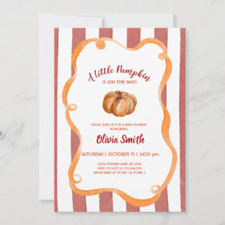 A Little Pumpkin Whimsical Frame Baby Shower Invitation
