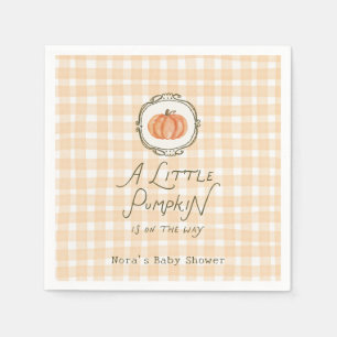 A Little Pumpkin Whimsical Gingham Baby Shower Napkin