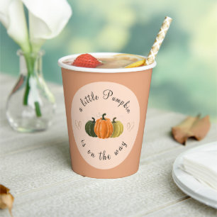 A Little Pumpkin's on the Way Fall Vintage Pumpkin Paper Cups