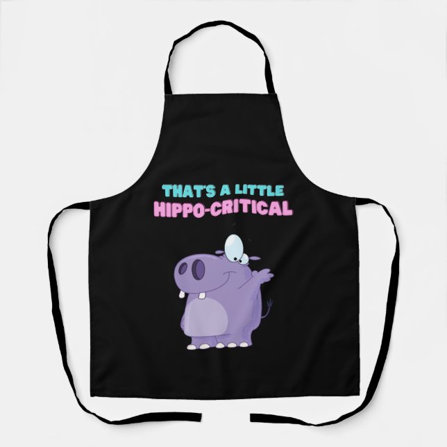 A Little Purple Hippo Critical Funny Hippopotamus Apron (Front)