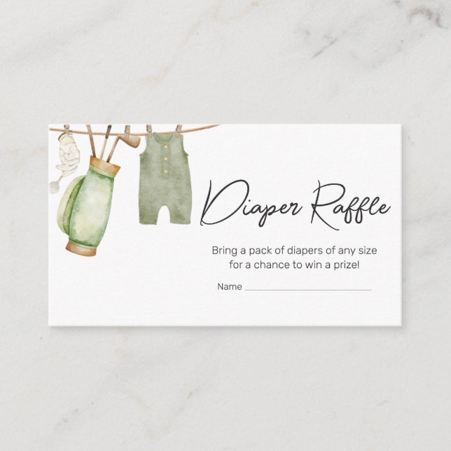 A Little Putter Golf Baby Shower Diaper Raffle Enclosure Card (Front)
