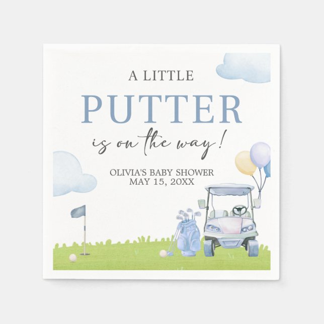 A Little Putter Golf Baby Shower Napkin (Front)