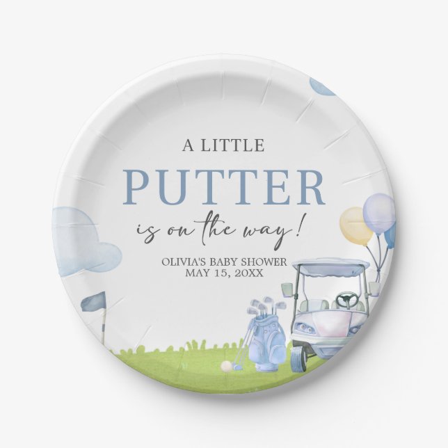 A Little Putter Golf Baby Shower Paper Plate (Front)