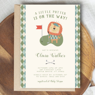 A Little Putter Golf Theme Preppy Plaid Boy  Invitation
