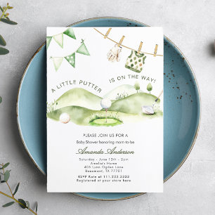 A Little Putter Is On The Way Boy Baby Shower  Invitation