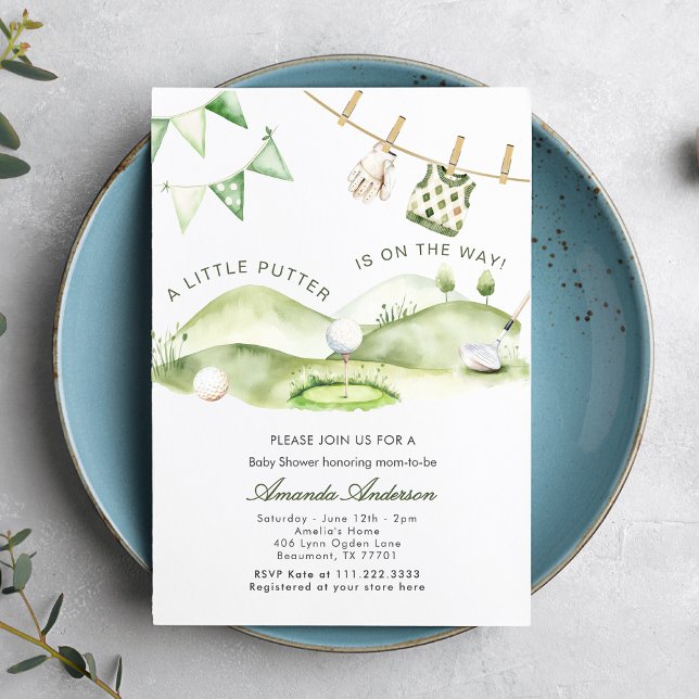 A Little Putter Is On The Way Boy Baby Shower  Invitation (Creator Uploaded)