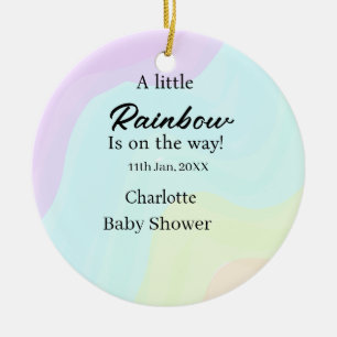 A little rainbow is on its way baby shower name da ceramic ornament