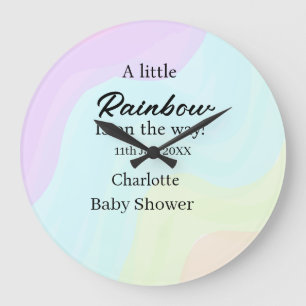 A little rainbow is on its way baby shower name da large clock