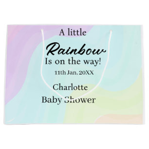A little rainbow is on its way baby shower name da large gift bag
