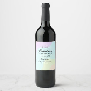 A little rainbow is on its way baby shower name da wine label