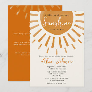 A Little Ray Of Sunshine All In One Baby Shower Invitation
