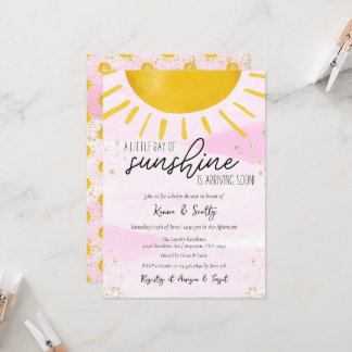 A Little Ray of Sunshine Baby Girl Shower Invitation