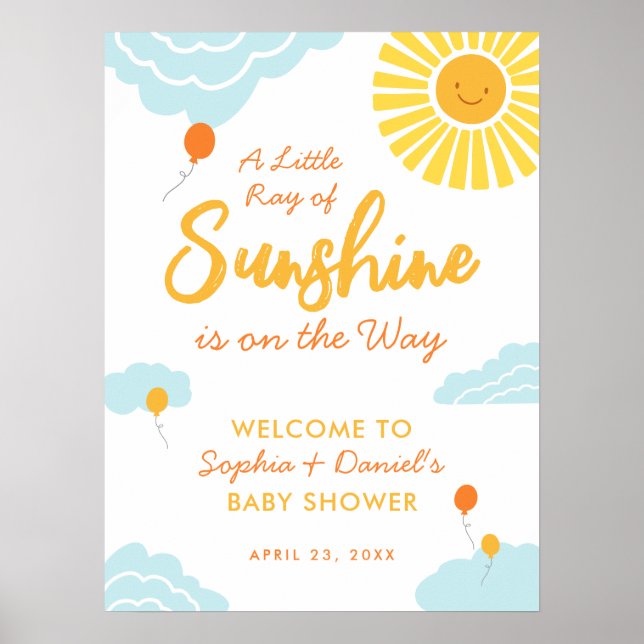 A Little Ray of Sunshine Baby Shower Poster (Front)