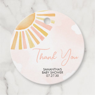 A Little Ray of Sunshine Baby Shower Round Favour Tags