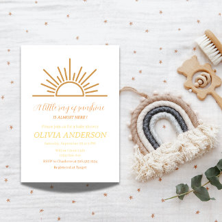 A Little Ray of Sunshine Boho Baby Shower  Invitation