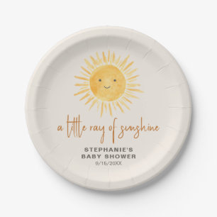 A Little Ray Of Sunshine Boho Baby Shower Paper Pl Plate