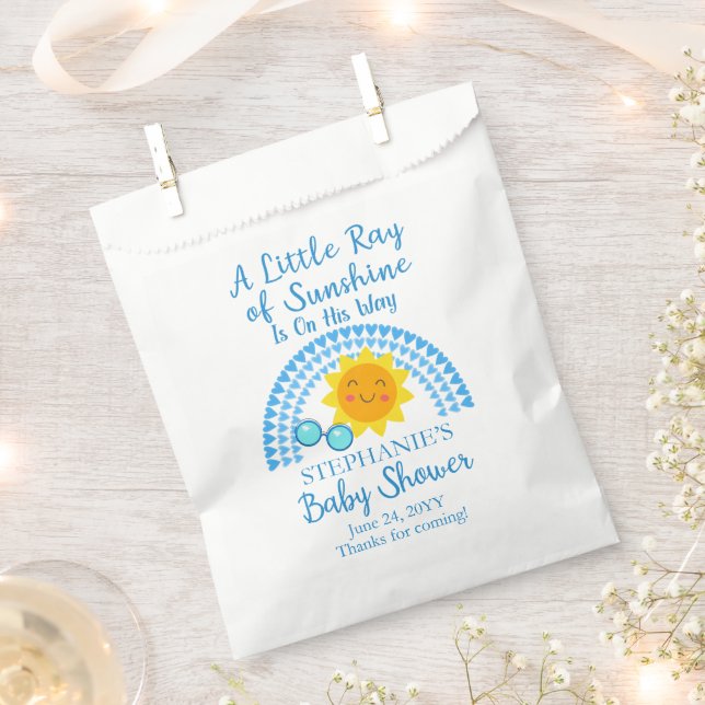 A Little Ray of Sunshine Boy Baby Shower Favour Bag (Clipped)