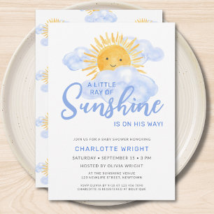 A Little Ray Of Sunshine Boy's Baby Shower Invitation