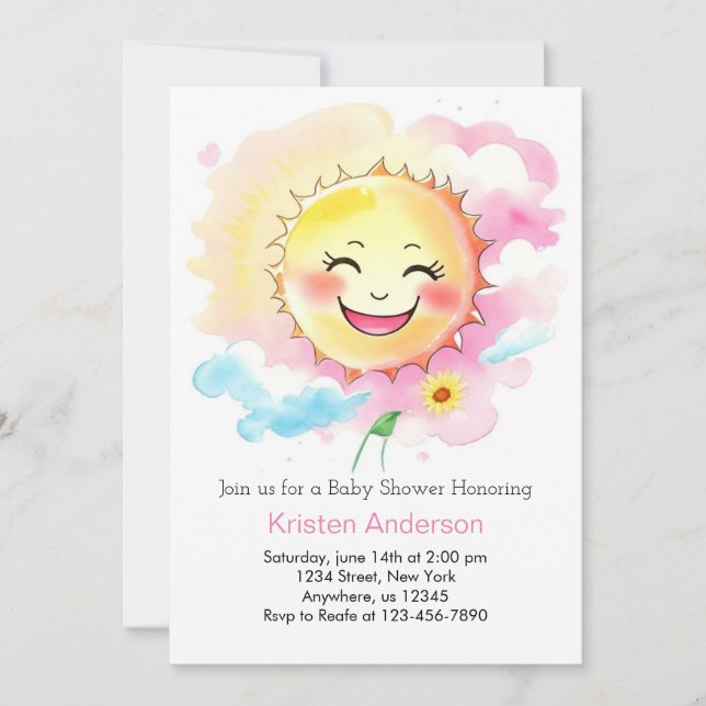 A Little Ray of Sunshine Custom Girl Baby Shower Invitation (Front)