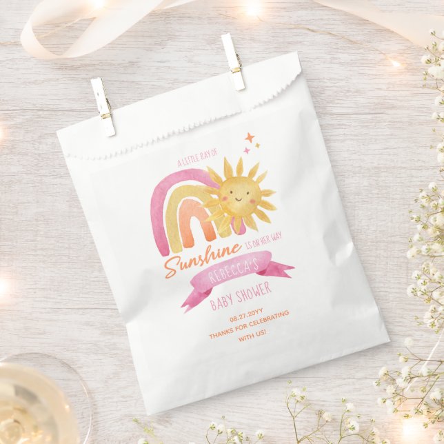 A Little Ray of Sunshine Girl Baby Shower  Favour Bag (Clipped)