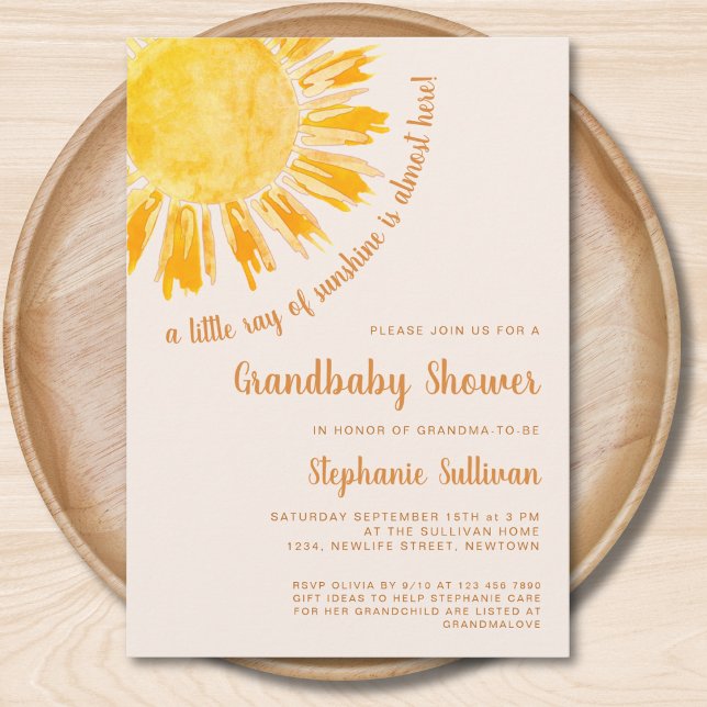 A Little Ray of Sunshine Grandma Baby Shower Invitation (Creator Uploaded)