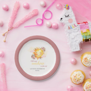 A Little Ray Of Sunshine Is On Her Way Boho Girl Paper Plate