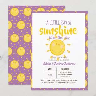 A Little Ray Of SUNSHINE is on the way - Purple Invitation