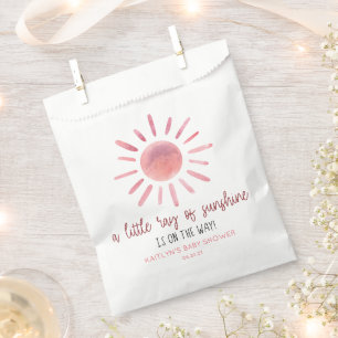 A Little Ray Of Sunshine Pink Sun Baby Shower Favour Bag