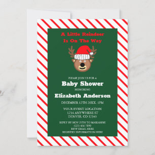 A Little Reindeer Is On The Way Baby Shower Invitation