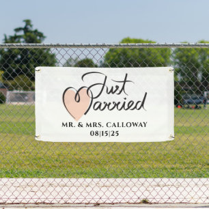 A Little Retro Just Married Car Banner